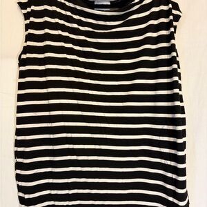 Allison Izu Black and White Striped Sleeveless Top